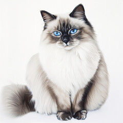 poised Ragdoll cat with calm gaze and striking blue eyes