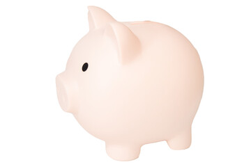 Classic piggy bank in soft pastel color, financial planning, budgeting, smart saving strategy concept