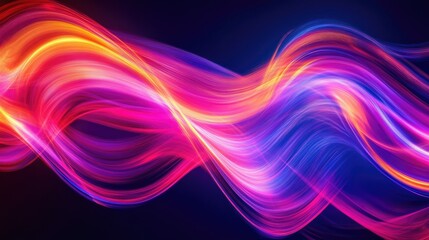 Naklejka premium Colorful Light Waves Abstract Background with Vibrant Swirls and Smooth Flowing Lines in a Dark Setting