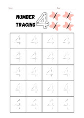 Make learning fun and engaging with this 4 Number Tracing Worksheet & Coloring Page! This printable worksheet is designed for toddlers, preschoolers, and kindergarten learners, helping them trace.