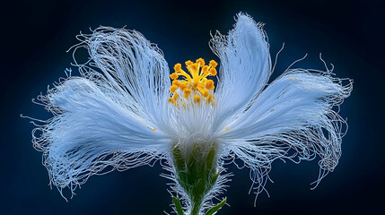 Close-Up of a Single Pollen Grain on a Flower's Stamen with Delicate White Petals and Yellow Centers