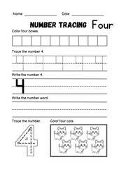 Make learning fun and engaging with this 4 Number Tracing Worksheet & Coloring Page! This printable worksheet is designed for toddlers, preschoolers, and kindergarten learners, helping them trace.