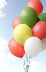 Birthday banner with balloons, close up, festive decoration, realistic, fusion backdrop backyard