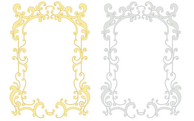 蔦をモチーフにしたアールヌーボー風の装飾枠。（金色と銀色のセット）