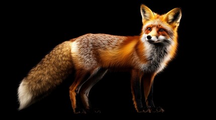 Fototapeta premium Vibrant red fox illuminates gigapixel scene enchanted forest digital art nature close-up view colorful wildlife