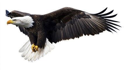 Obraz premium American bald eagle soaring with wings spread wide