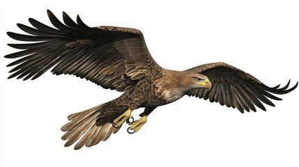 Eagle soaring with wings spread wide in flight