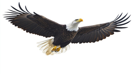 Obraz premium Bald eagle soaring with wings spread wide