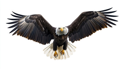 Obraz premium Bald eagle in flight with wings spread wide