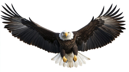 Obraz premium Bald eagle soaring with wings spread wide