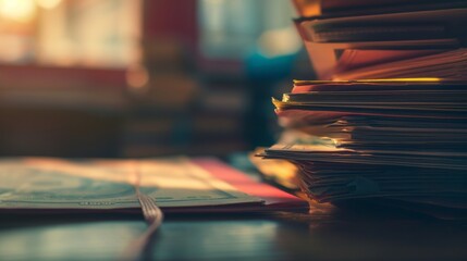 Close-up of stacked cash with blurred financial documents, evoking themes of illicit finance and secrecy.
