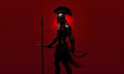 Fototapeta premium Ares, the Fierce God of War, Gripping a Spear and Wearing a Plumed Helmet