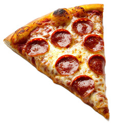Freshly Baked Slice of Pepperoni Pizza with Crispy Crust and Melting Cheese Ready to Enjoy on a Plate