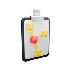 Cricket Match Plan Clipboard in 3D Angle