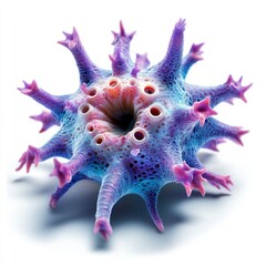 Detailed Hyper-realistic image of a deep-sea xenophyophore on a pure white background, isolated, sharp details, professional studio lighting