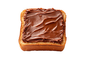 Slice of bread with chocolate paste isolated on transparent background