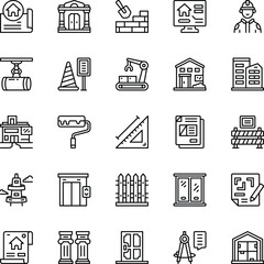 Architecture color icon set. Vector Illustration. Set of 25 Architecture web icons in color style