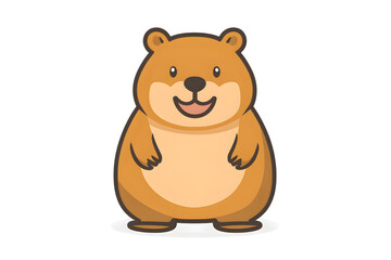 Obraz premium A cheerful cartoon groundhog with a friendly smile perfect for spring themes and seasonal desi