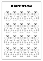 Introduce your child to the exciting world of numbers with this 8 Number Tracing Worksheet and Coloring Page! This fun and educational printable is designed for preschoolers, toddlers.