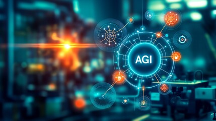 Obraz premium AGI Artificial general Intelligence Innovative technology concept with AGI visuals