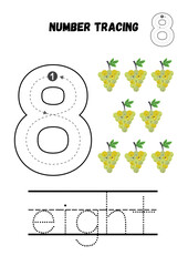 Introduce your child to the exciting world of numbers with this 8 Number Tracing Worksheet and Coloring Page! This fun and educational printable is designed for preschoolers, toddlers.