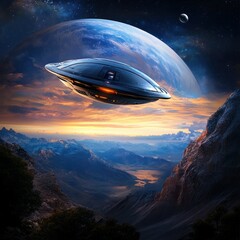 Obraz premium The Lost Probe from an Exoplanet A space probe sent by an alien race that accidentally crash-landed on Earth