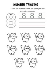 Introduce your child to the exciting world of numbers with this 8 Number Tracing Worksheet and Coloring Page! This fun and educational printable is designed for preschoolers, toddlers.