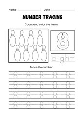 Introduce your child to the exciting world of numbers with this 8 Number Tracing Worksheet and Coloring Page! This fun and educational printable is designed for preschoolers, toddlers.