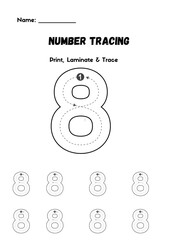 Introduce your child to the exciting world of numbers with this 8 Number Tracing Worksheet and Coloring Page! This fun and educational printable is designed for preschoolers, toddlers.