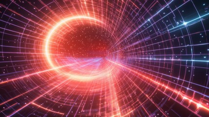 Obraz premium Exploring the neon grids virtual cyberspace digital art futuristic realm immersive experience holo gigapixel