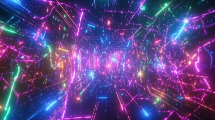 Obraz premium Exploring virtual reality cyberspace digital realm interactive experience neon environment immersive viewpoint futuristic concept