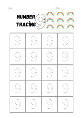 Make learning fun and engaging with this 9 Number Tracing Worksheet and Coloring Page! Designed for preschoolers, toddlers, and kindergarten learners, this printable worksheet helps kids.