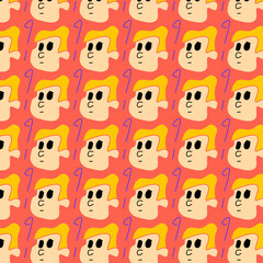 seamless pattern with funny faces