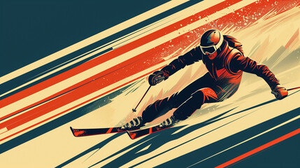 An illustration of a snow skier in action. Perfect for any skiing event.