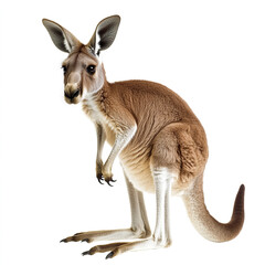 Fototapeta premium Red kangaroo isolated on white background, looking curious