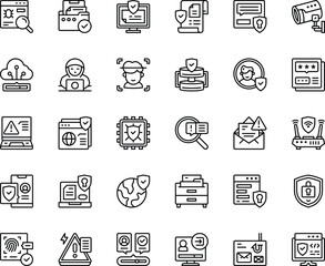 Data Security black line icons set. Vector Illustration. Set of 30 Data Security icons in line style