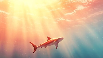 Naklejka premium Crystal clear ocean shark swimming in a beautiful eco-friendly underwater environment
