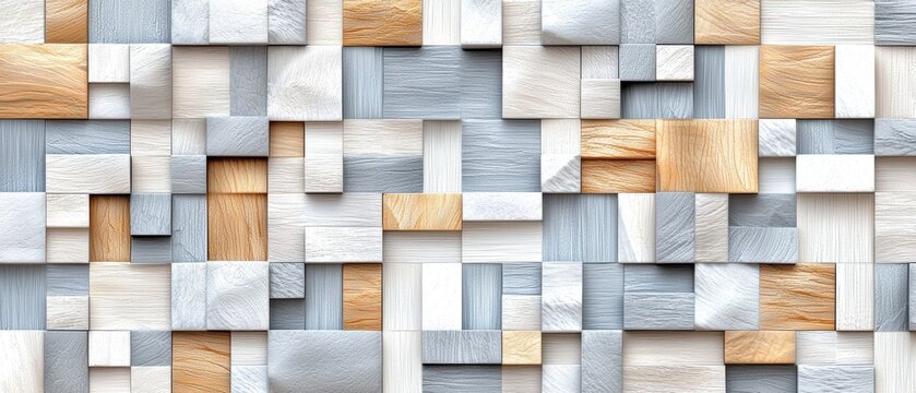 Fototapeta Abstract Wooden Cube Mosaic Pattern.