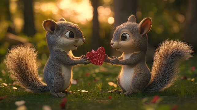 Art Cartoon Squirrel Overview Day Romantic Gifts Picnic