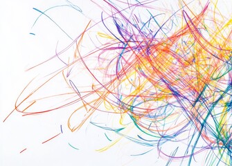 Fototapeta premium Abstract Drawing of Colorful Lines on White Background