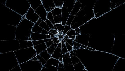 Obraz premium Broken Glass Texture on Black Background – High-Resolution Shattered Glass Effect
