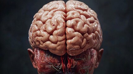 Hyper realistic AI brain merging with human intelligence symbolizing the future of artificial intelligence deep learning and advanced technology