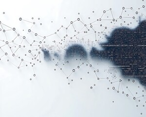 Digital network connection overlayed on binary data cloud graphics