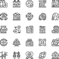 Ecology black line icons set. Vector Illustration. Set of 25 Ecology icons in line style