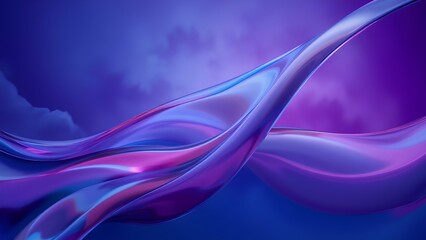 Naklejka premium A vibrant abstract design featuring flowing waves of purple and pink hues against a dark background, creating a sense of motion and depth.