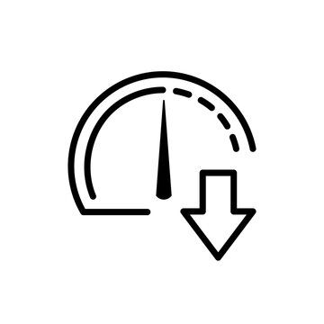 Speedometer Icon with Downward Arrow &ndash;Indicating Performance Drop
