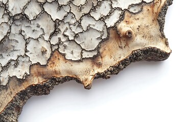 White birch tree isolated on a white background. Close up.