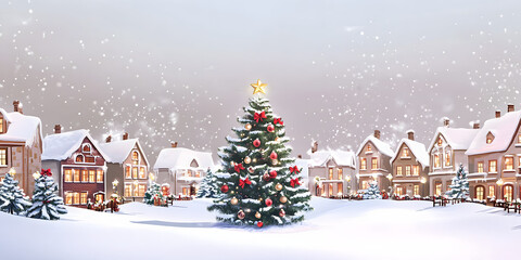 Obraz premium christmas, tree, holiday, decoration, gift, christmas tree, xmas, celebration, star, winter, fir, snow, present, new year, year, ball, new, vector, box, illustration, season, ornament, green, merry, d