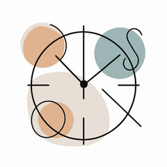 Vector Line Drawing of a Clock with Abstract Accents, Modern Design for Time, Schedules, and Planning, Usable for Business and Lifestyle Applications
