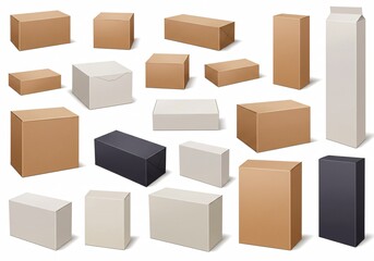 Fototapeta premium Cardboard boxes on white background